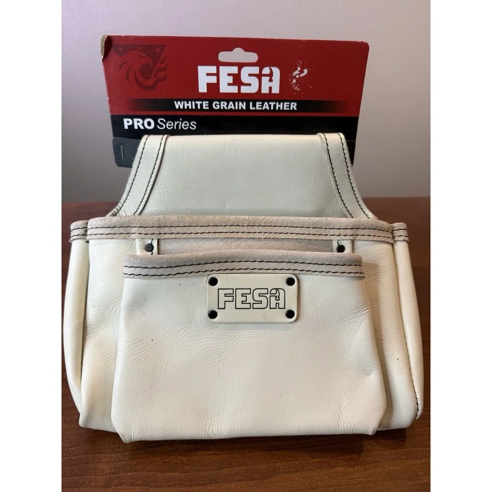 New FESA Pro Leather Nail Pouch 2 Pocket Top Grain Tool Belt 3